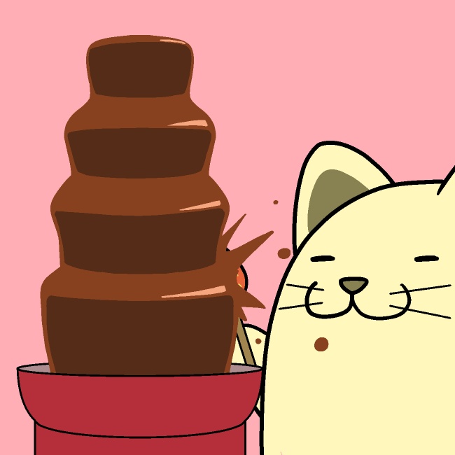 チョコレートタワーばしゃばしゃ猫GIFアニメ