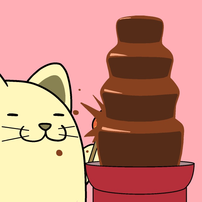 チョコレートタワーばしゃばしゃ猫GIFアニメ