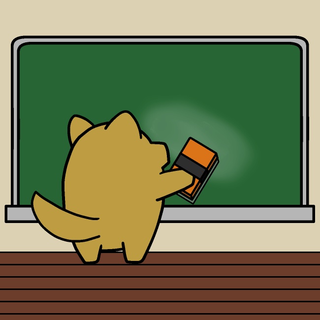 黒板消しケシケシ犬GIFアニメ