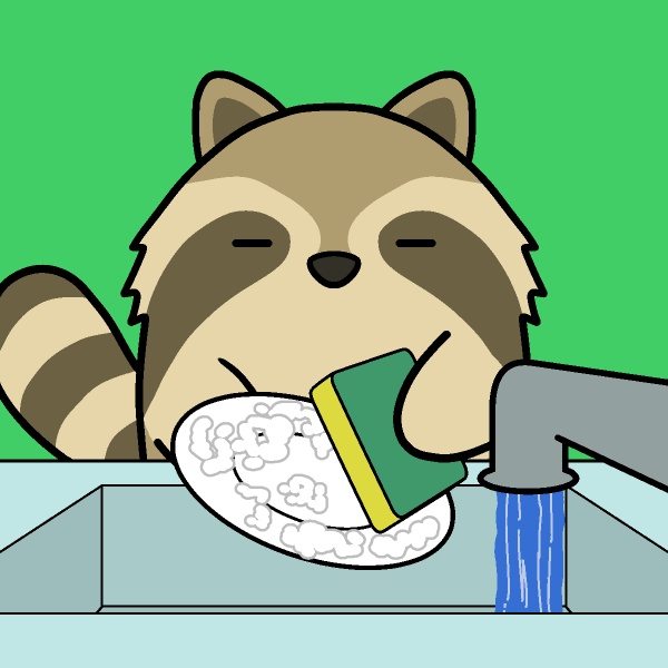 皿洗いアライグマGIFアニメ