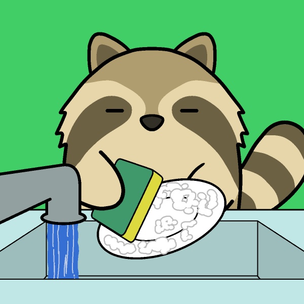 皿洗いアライグマGIFアニメ
