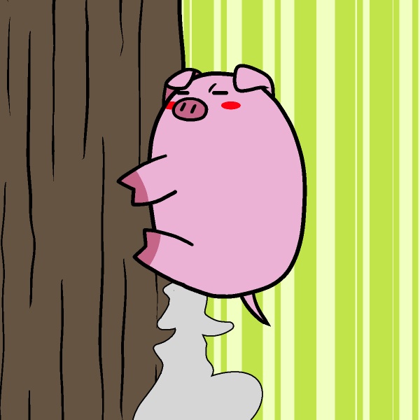 豚もおだてりゃ木に登るGIFアニメ