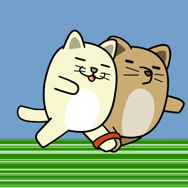 二人三脚ネコ・イヌGIFアニメ