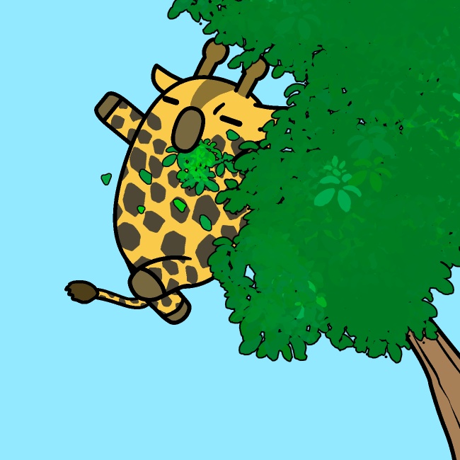 葉っぱジャンプ食いキリンGIFアニメ