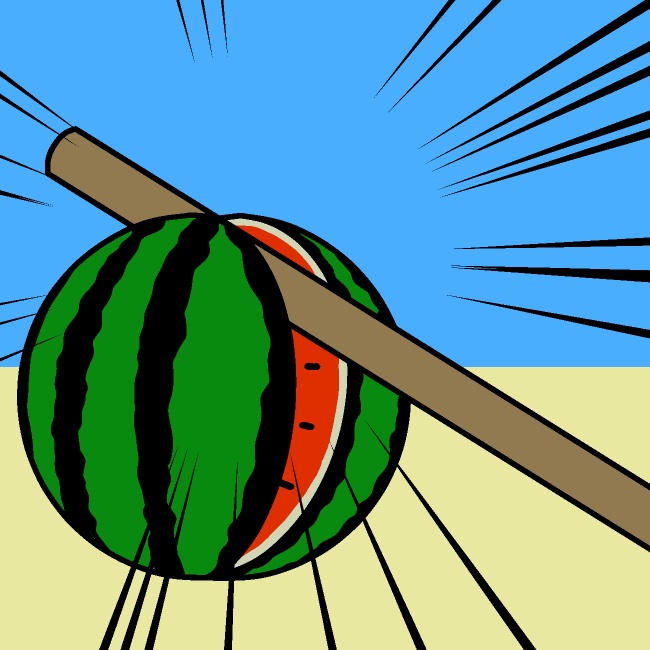 白刃取りスイカGIFアニメ