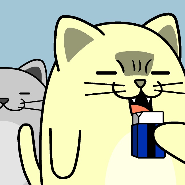 新品消しゴムの角使われた猫GIFアニメ