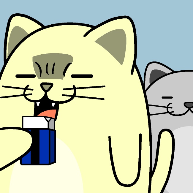 新品消しゴムの角使われた猫GIFアニメ