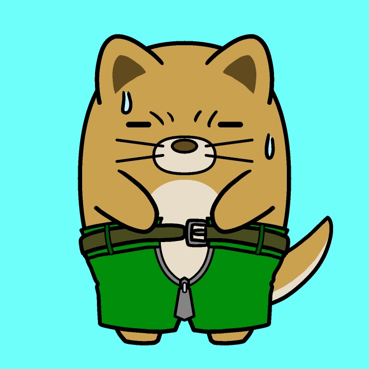 ベルトが締まらないイヌGIFアニメ
