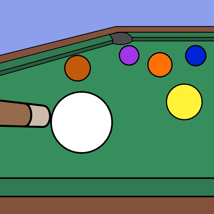 手玉固定ビリヤードGIFアニメ