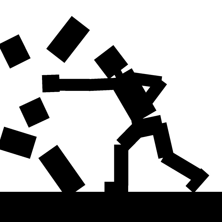 壁壊しブロック人間GIFアニメ