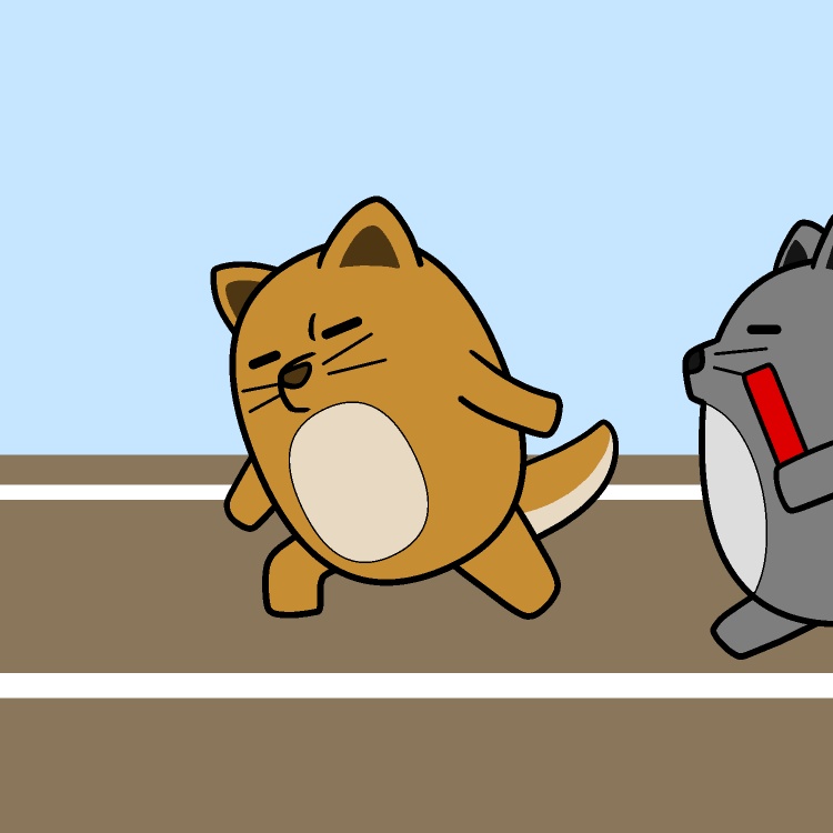 バトン渡されない犬リレーGIFアニメ