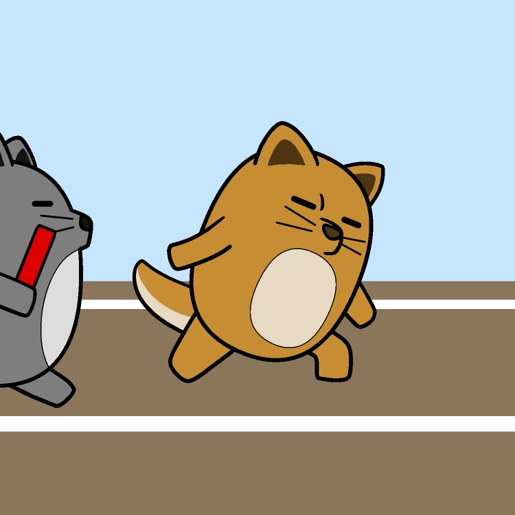バトン渡されない犬リレーGIFアニメ