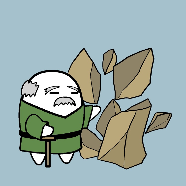 岩片手割り超強爺GIFアニメ