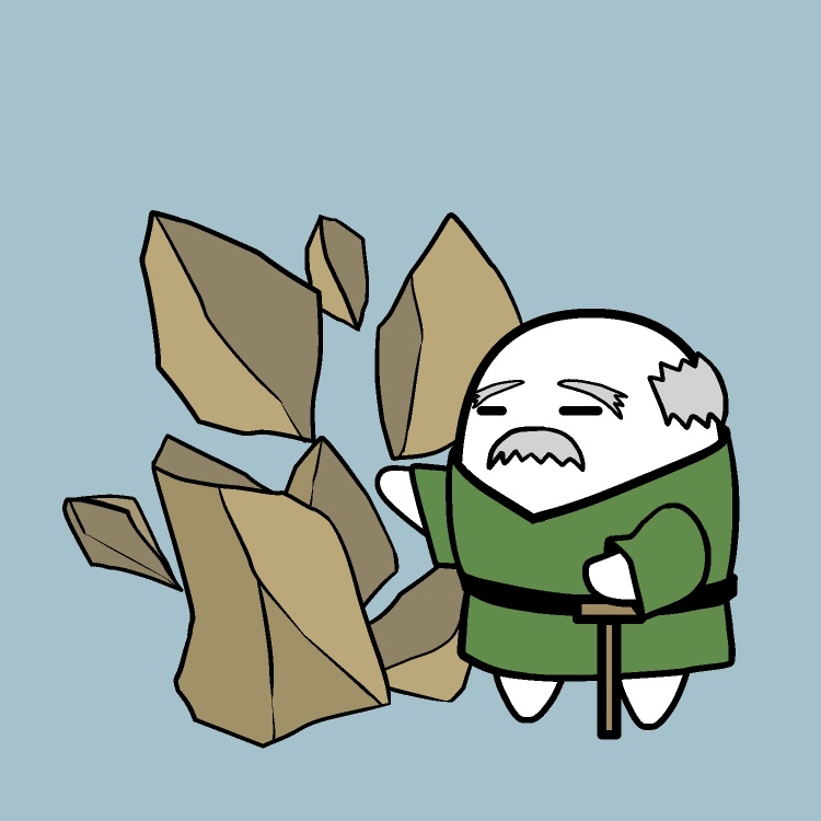 岩片手割り超強爺GIFアニメ