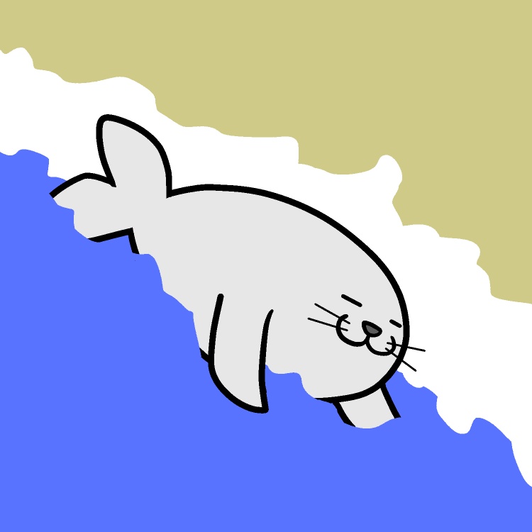 波打ち際アザラシGIFアニメ