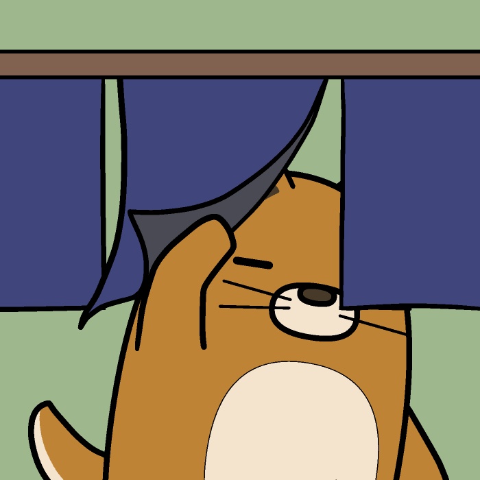 「やってる?」暖簾イヌGIFアニメ