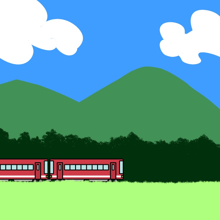 山と電車の風景GIFアニメ
