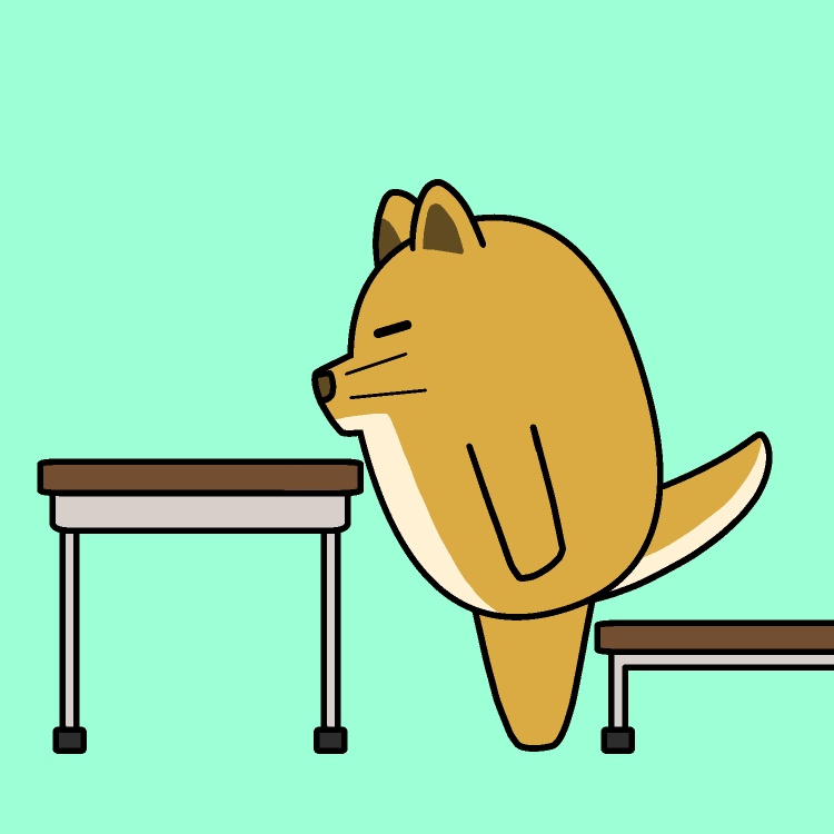 起立・礼・着席イヌGIFアニメ