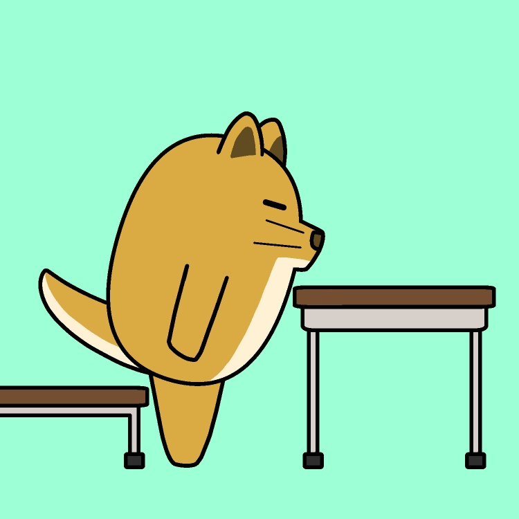 起立・礼・着席イヌGIFアニメ