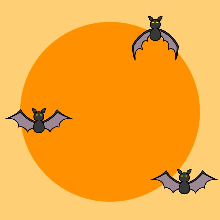 コウモリと夕日GIFアニメ