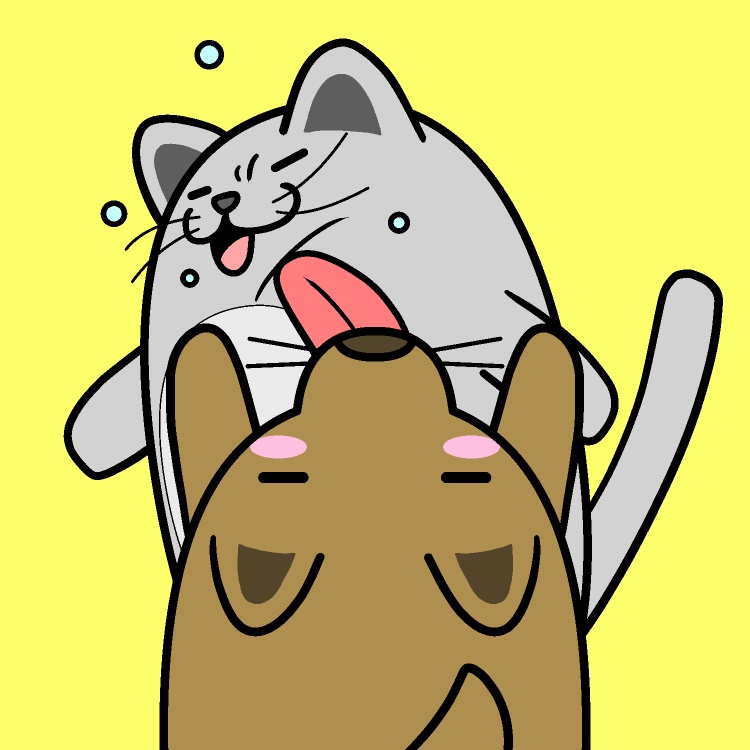 イヌに舐められネコGIFアニメ