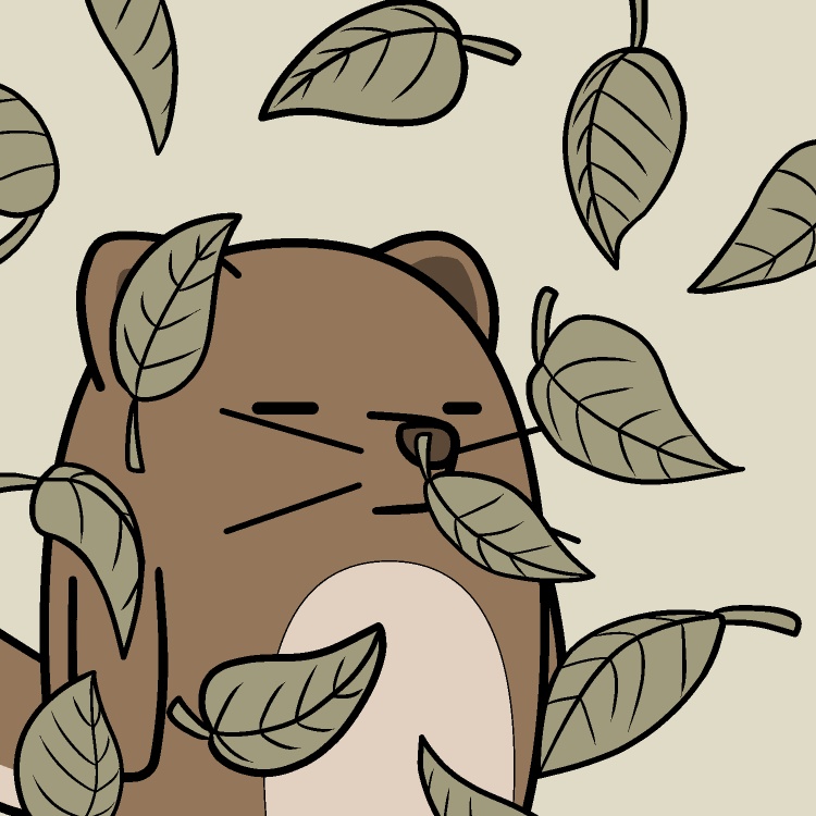 強風枯れ葉を受けるイヌ