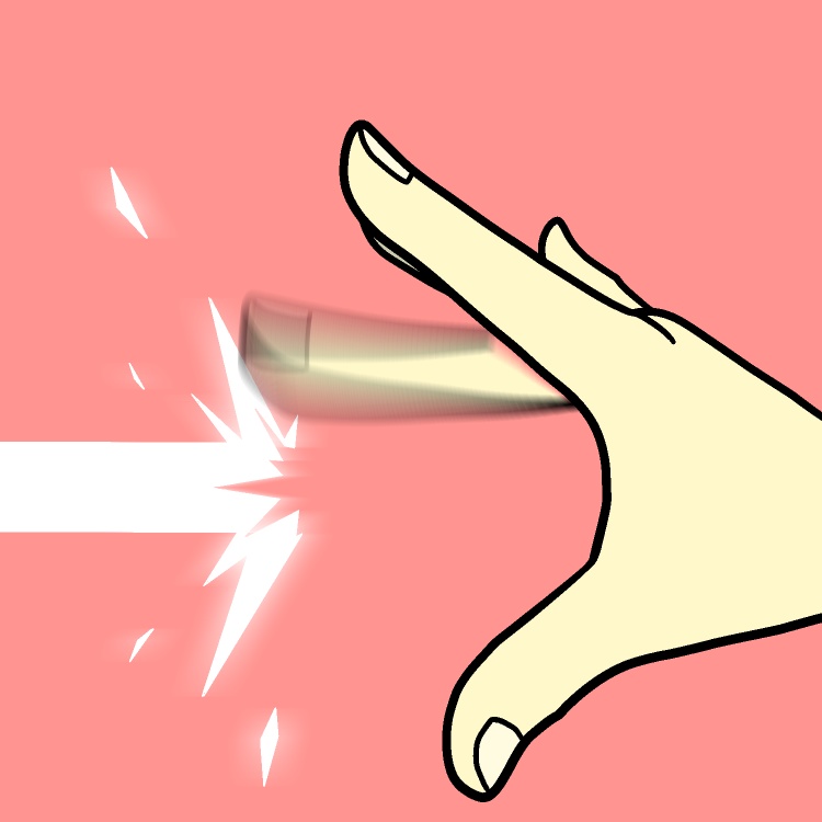 全力デコピンGIFアニメ