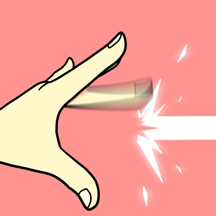 全力デコピンGIFアニメ