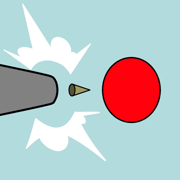 吹き矢で風船割りGIFアニメ