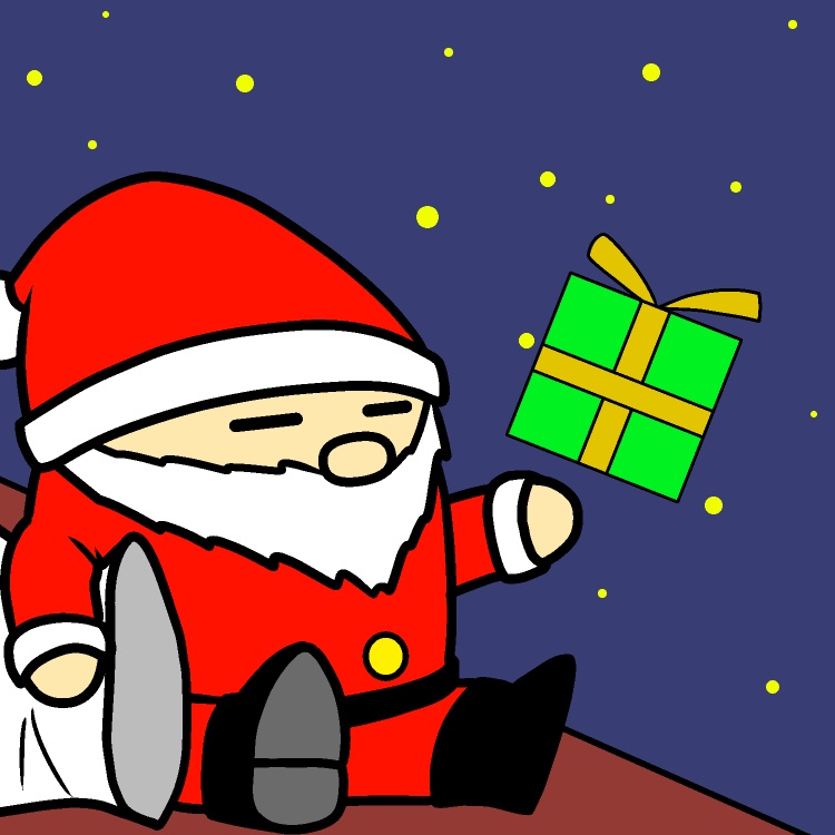 プレゼントあげまくりサンタGIFアニメ