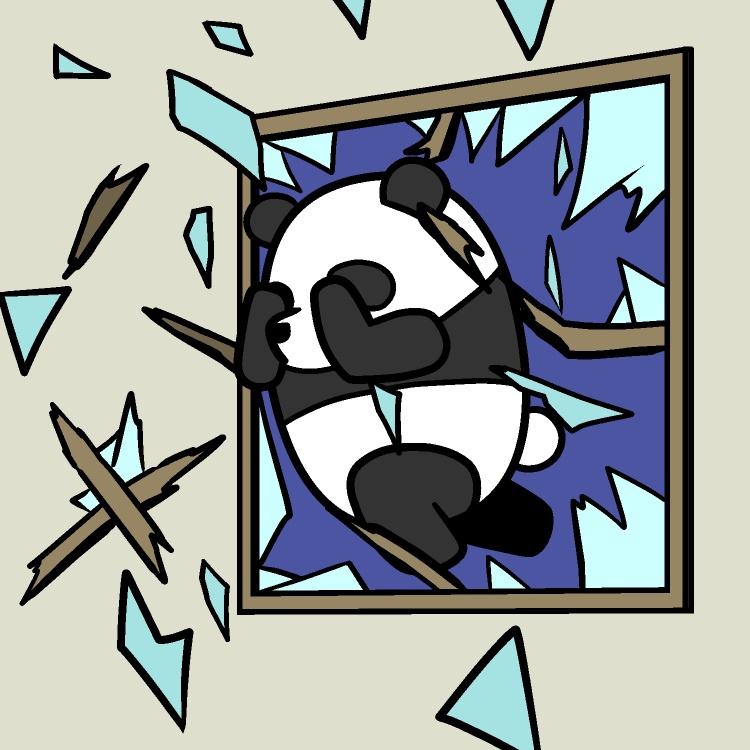 窓破りパンダGIFアニメ