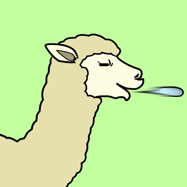 唾吐きアルパカGIFアニメ