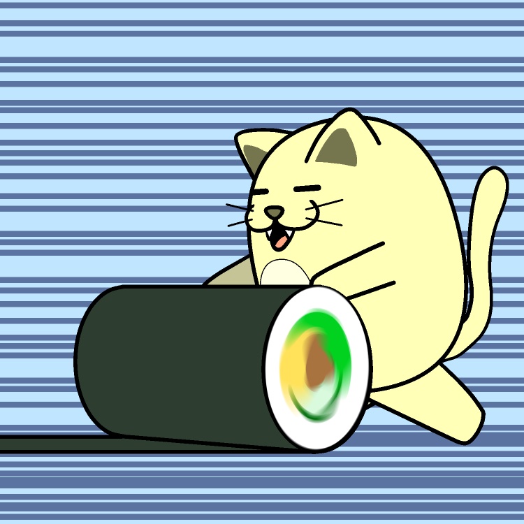 巻き寿司コロコロ巻きネコGIFアニメ