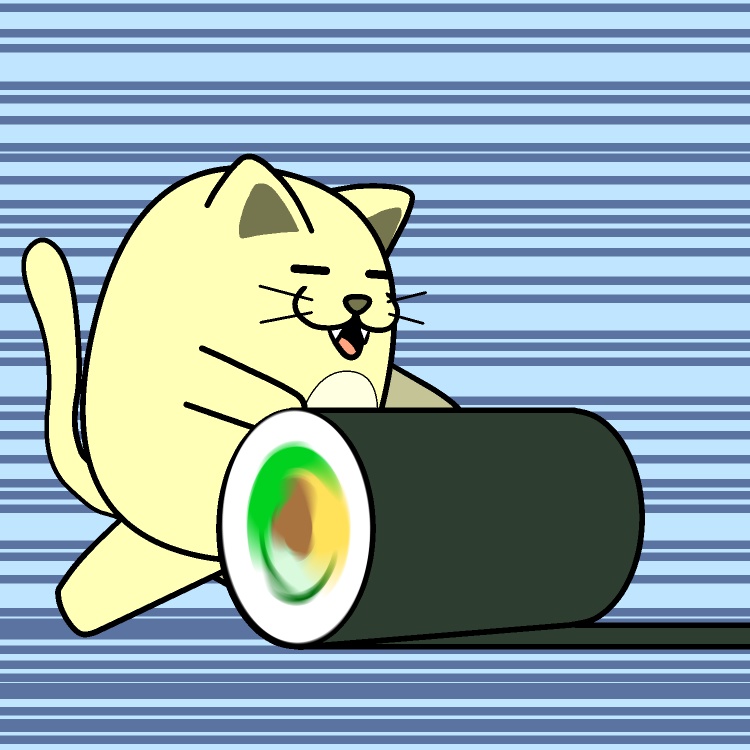 巻き寿司コロコロ巻きネコGIFアニメ