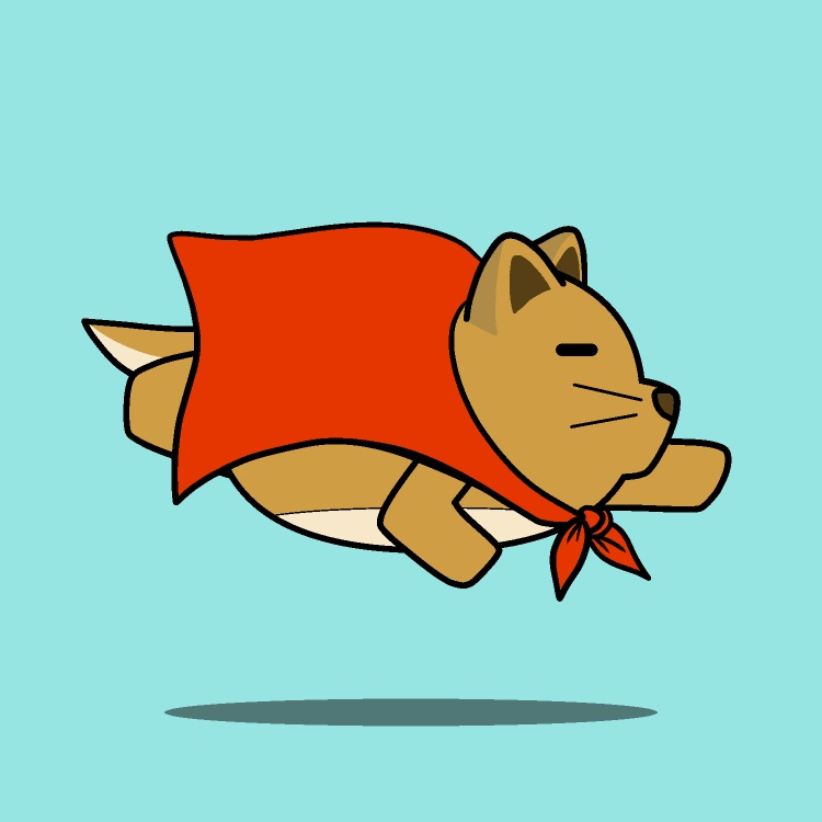 低空飛行ヒーロー犬GIFアニメ