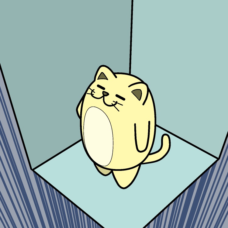 エレベーター内ネコGIFアニメ