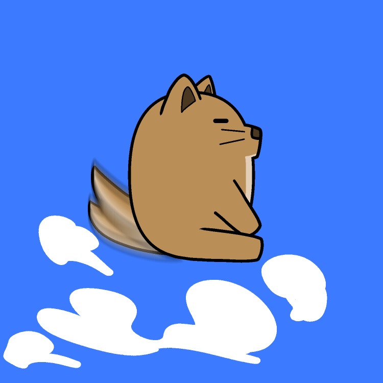 しっぽで飛ぶイヌGIFアニメ