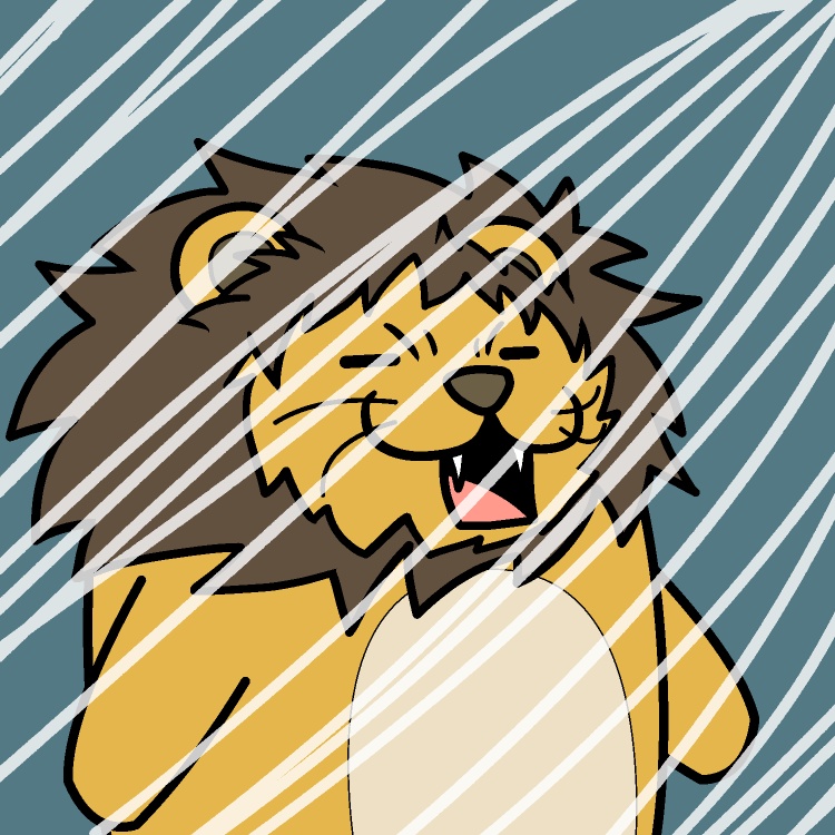 強風耐えライオンGIFアニメ