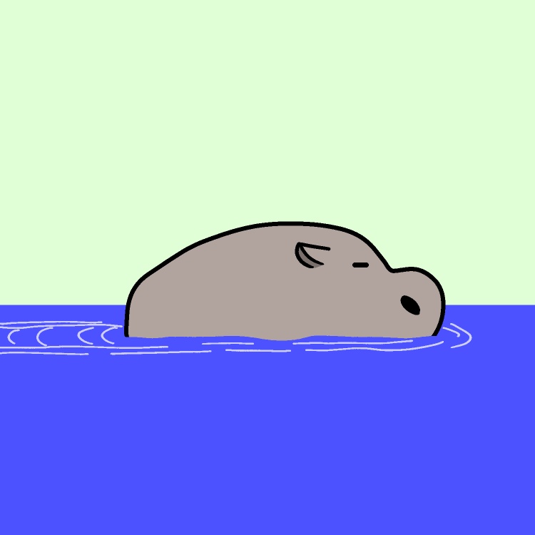 ゆっくり横断カバGIFアニメ