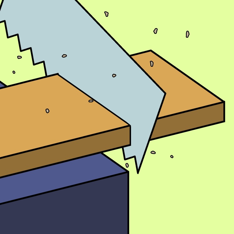 ノコギリで板切りGIFアニメ