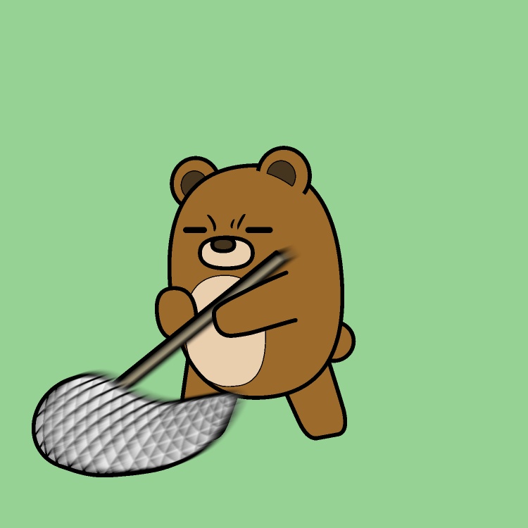 虫取り網ぶん回しクマGIFアニメ