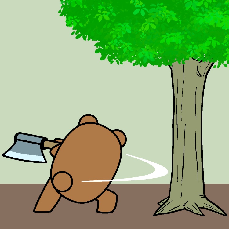 木を伐採できないクマGIFアニメ