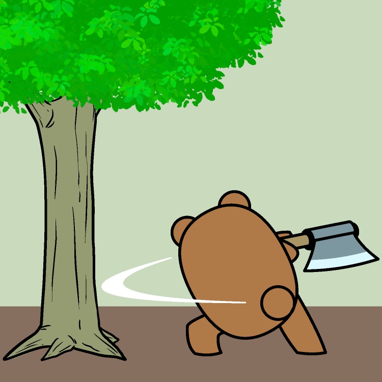 木を伐採できないクマGIFアニメ