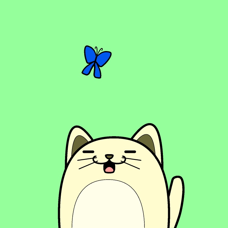 蝶を目で追うネコGIFアニメ