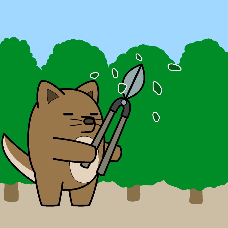 植木の剪定イヌGIFアニメ
