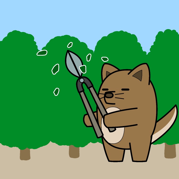 植木の剪定イヌGIFアニメ