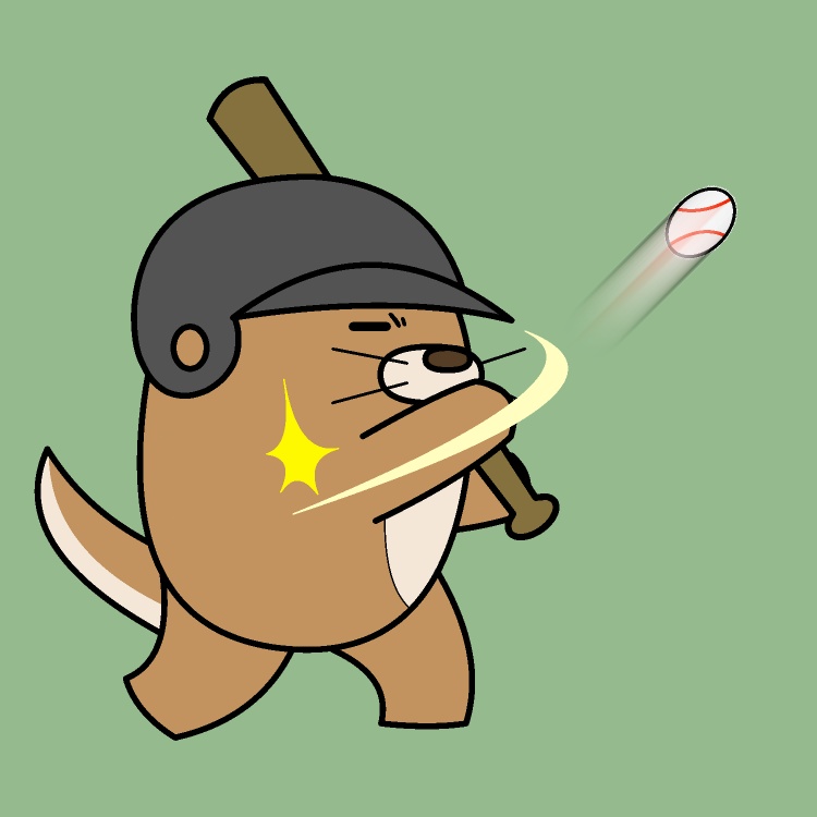 トスバッティング犬GIFアニメ