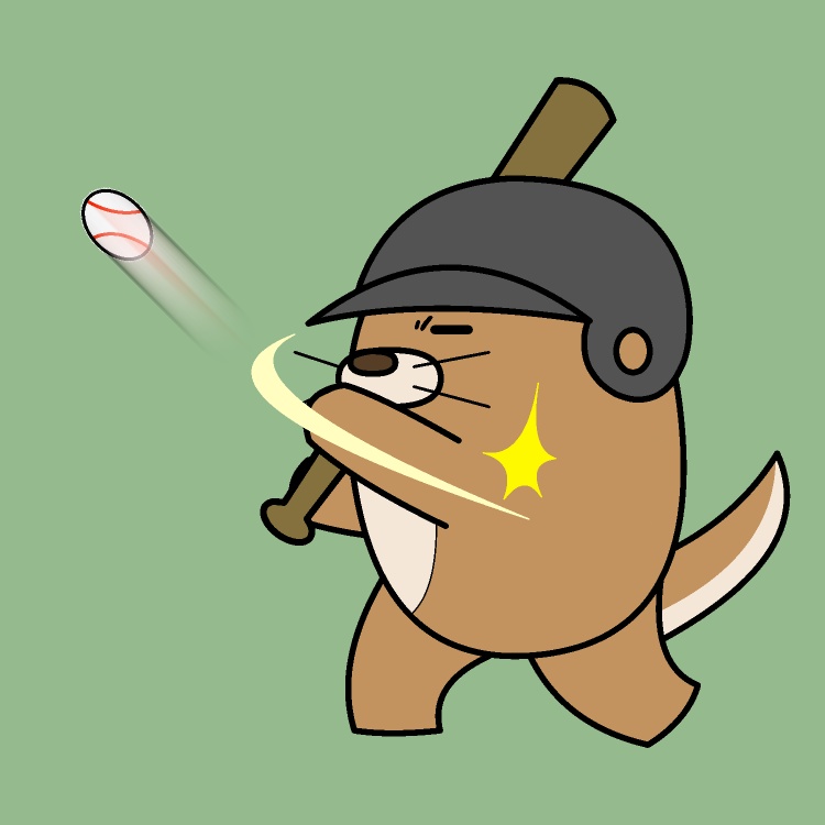 トスバッティング犬GIFアニメ