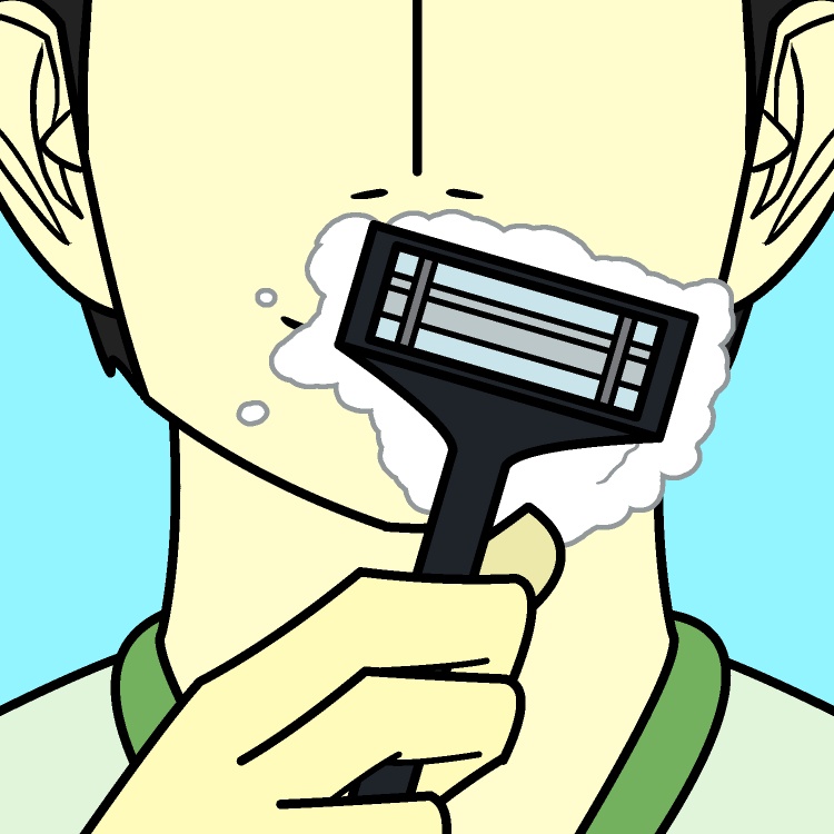 一瞬髭剃りGIFアニメ