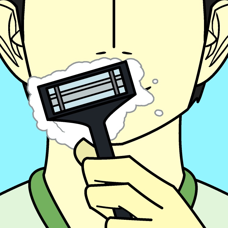 一瞬髭剃りGIFアニメ